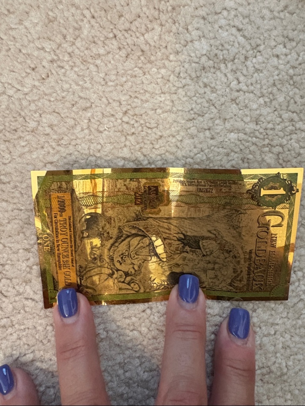 Gold Foil Novelty Bill – Shiny Decorative Replica